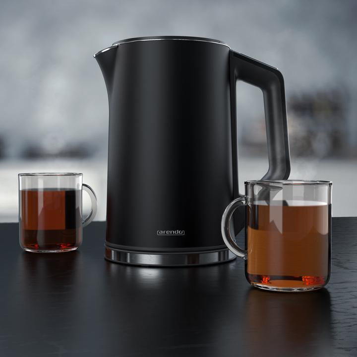 Produktbild Arendo Edelstahl Wasserkocher 1,5 l 2200 W, Doppelwand, Temperaturwahl 40 - 100°C mit Anzeige, Cool Grey (1.50 l)
