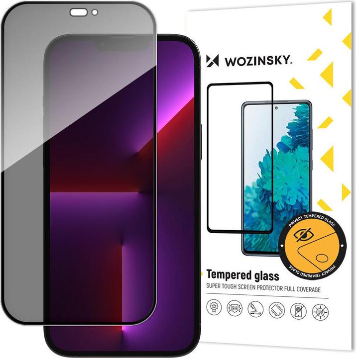 Produktbild Wozinsky Sichtschutzglas mit Anti-Spionage-Filter für iPhone 15 Pro Max Sichtschutzglas – Schwarz (1 Stück, Apple iPhone 15 Pro Max)