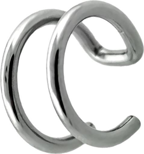 Produktbild Star Piercing Fake Ear Cuff silber mit 2 Ringen (Chirurgenstahl 316L mit Kristall)