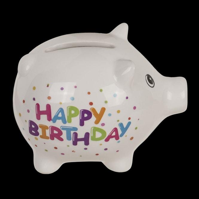 Produktbild Out of the blue Sparschwein Happy Birthday - aus Keramik - ca. 8,8 cm - 1 Stück