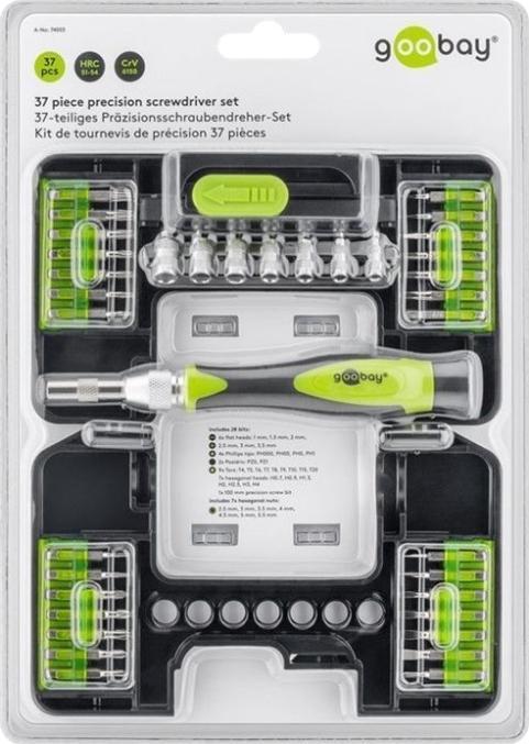 Produktbild Goobay Präzisionsschraubendreher-Set, 37-teilig, in Plastikbox (Torx (TX), Pozidriv-Kreuzschlitz (PZ), Phillipps-Kreuzschlitz (PH), Hex)