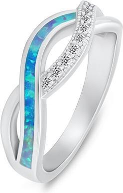 Brilio Silver - Elegant silver ring with zircons and synthetic opal RI126WLB - Circuit: 52 mm (52)