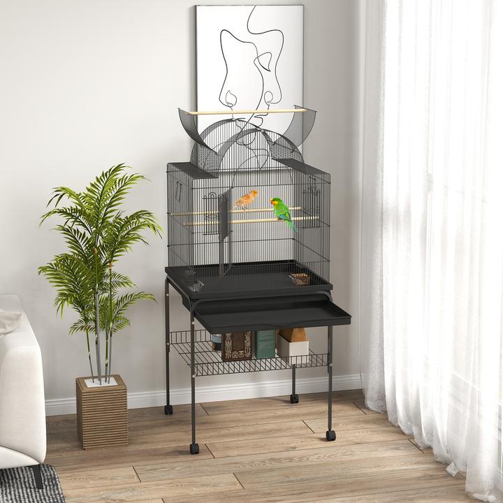 Produktbild PawHut Vogelkäfig Stahl, Kunststoff Schwarz