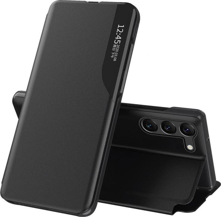 Productafbeelding Hurtel Eco Leather View hoesje voor Samsung Galaxy S23+ met inklapbare standaard zwart (Samsung Galaxy S23+)