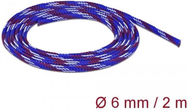 Produktbild Delock Geflechtschlauch dehnbar 2 m x 6 mm blau-rot-weiss (Kabelschlauch, 200 cm)