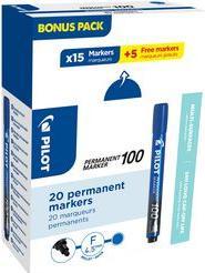 Actual product image Pilot Permanent marker round tip 100 blue 20 pieces (Blue, 1 mm, 20 x)