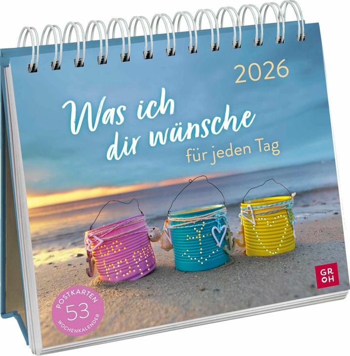 Image du produit Postkartenkalender 2026: Was ich dir wünsche für jeden Tag (Couverture rigide, Allemand)