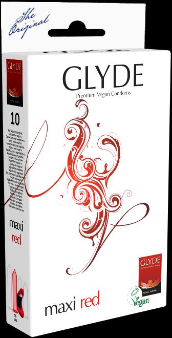Actual product image Glyde Ultra "Maxi Red" 10 red XL condoms, certified with the Vegan Flower (10 pcs.)
