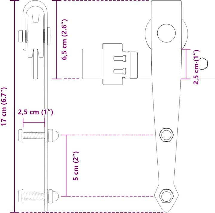 Image du produit VidaXL Kit de ferrures de portes coulissantes pour portes de placard 244 cm Acier au carbone