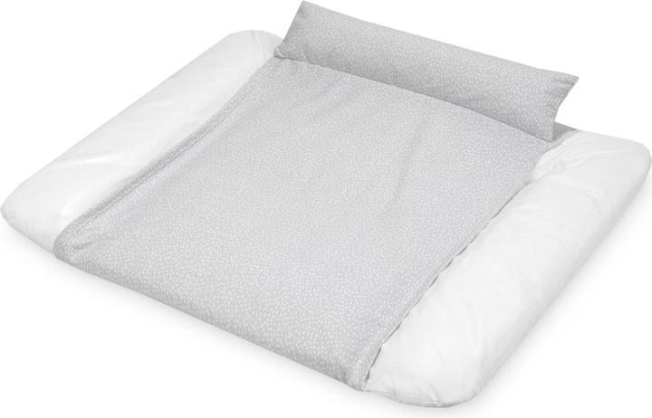 Actual product image Julius Zöllner Jersey cover Loop Comfy for changing mat Softy, Tiny Squares Grey (85 x 75 cm)
