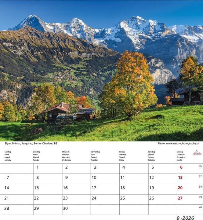 Actual product image Schweiz 21x24 2026 (21 x 24 cm, Hardcover, French, German, Italian)