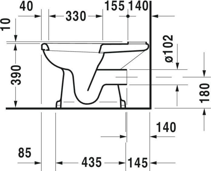 Image du produit Duravit WC au sol 1930 profondeur, 355x665mm sortie horizontale blanc WG