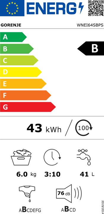 Energy Label Gorenje WNEI64SBPS (6 kg, Left)