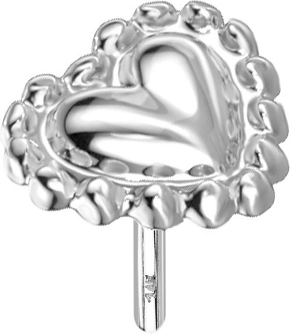 Image du produit Star Piercing Threadless or blanc 14k coeur avec bord boule (sans laiton, Or 14k)