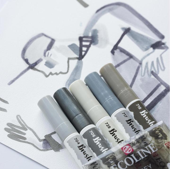 Actual product image Talens Ecoline Brush Pen (Multicoloured, White, 5 x)