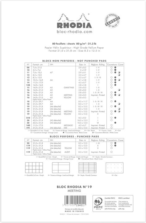 Immagine prodotto Rhodia Blocchi pinzati 80g Basi (A4+, Rigatura speciale)