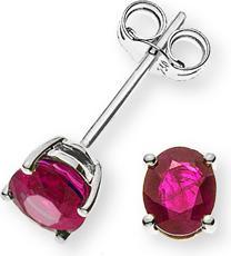 Natsumi Schmuck Ohrstecker 4-Griff Weissgold 18K/750 2 Rubinen 0.96CT (750/18 K Weissgold)