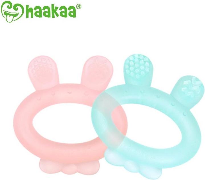 Actual product image Haakaa Teething Ring Rabbit Ear- Pink