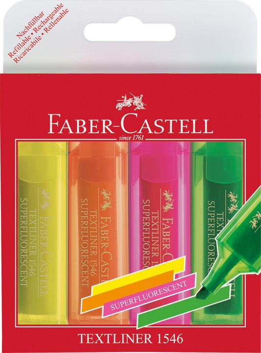 Produktbild Faber-Castell Textliner, 4er Etui fluorescent (Mehrfarbig, 1 mm, 4 x)