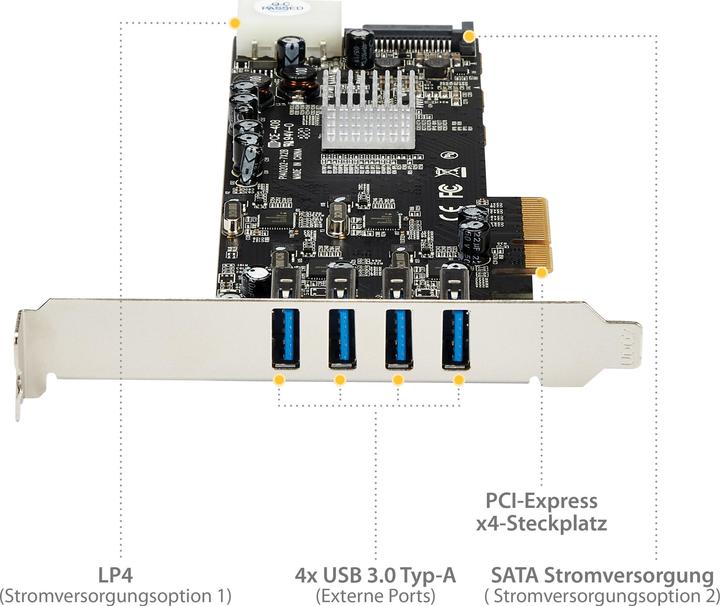 Produktbild StarTech 4 Port PCIe Quad Bus USB 3.0 Card