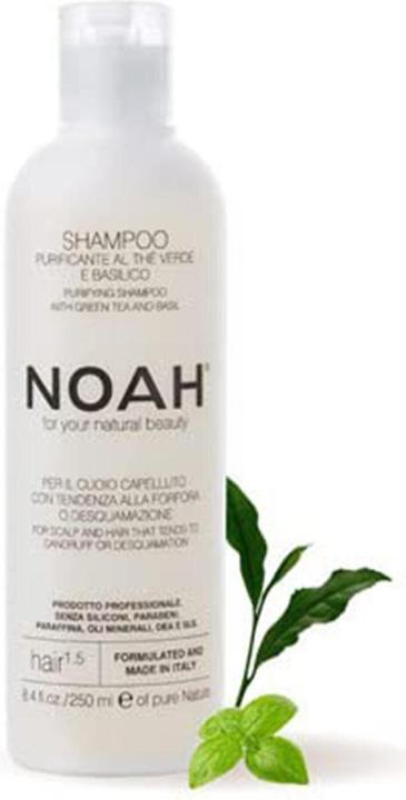Noah For Your Natural Beauty Purifying Shampoo Hair 1.5 Green Tea & Basil Cleansing Shampoo 250Ml (250 ml, Flüssiges Shampoo)