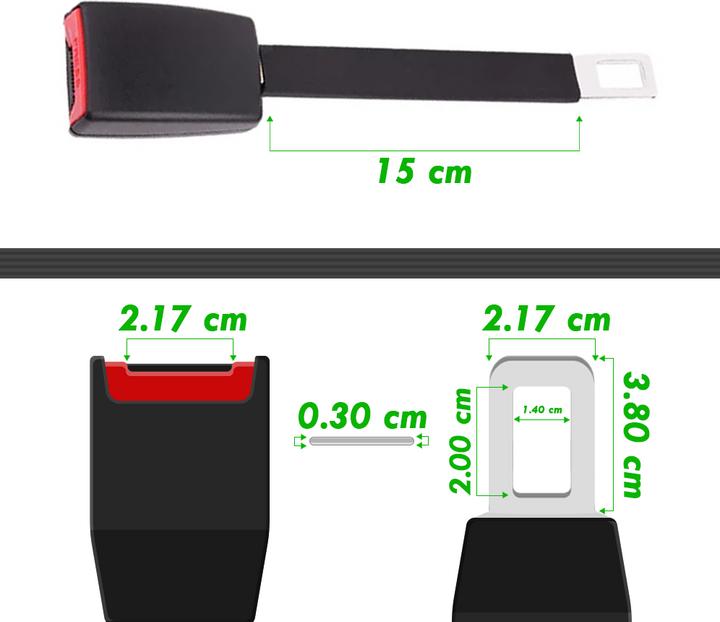 Image du produit AM Adaptateur de ceinture de sécurité Rallonge de ceinture de sécurité et arrêtoir de ceinture 25cm