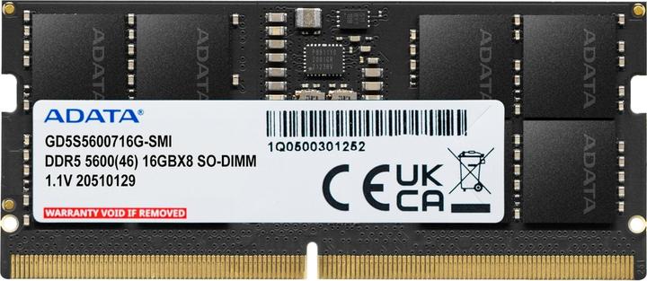 Produktbild Adata SO-DDR5 16GB 5600-46 Gold Single Tray (1 x 16GB, 5600 MHz, DDR5-RAM, SO-DIMM)