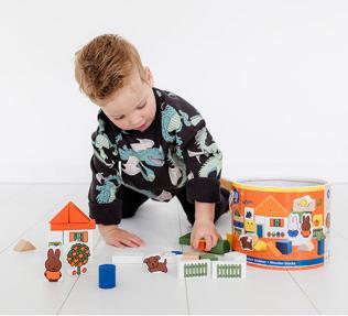 Actual product image Bambolino Toys Nijntje wooden building block bin 50 pieces