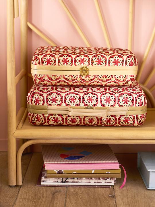 Actual product image Vertbaudet Set of 2 children's room storage cases made of bamboo, two-coloured