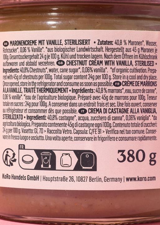 Image du produit KoRo Crème de marrons à la vanille, stérilisée (2280 g)