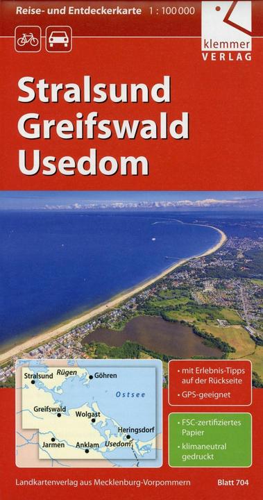 Immagine prodotto Reise- und Entdeckerkarte Stralsund, Greifswald, Usedom 1 : 100 000