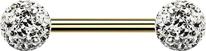 Image du produit Star Piercing Barbell plaqué or avec deux boules de cristal en argent époxy de protection (Titane G23, sans laiton)
