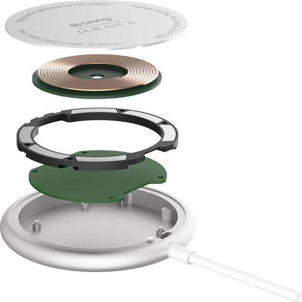 Actual product image Crong MagSpot Wireless Charger - Aluminiowa ładowarka MagSafe 15W (Silver White) (15 W)