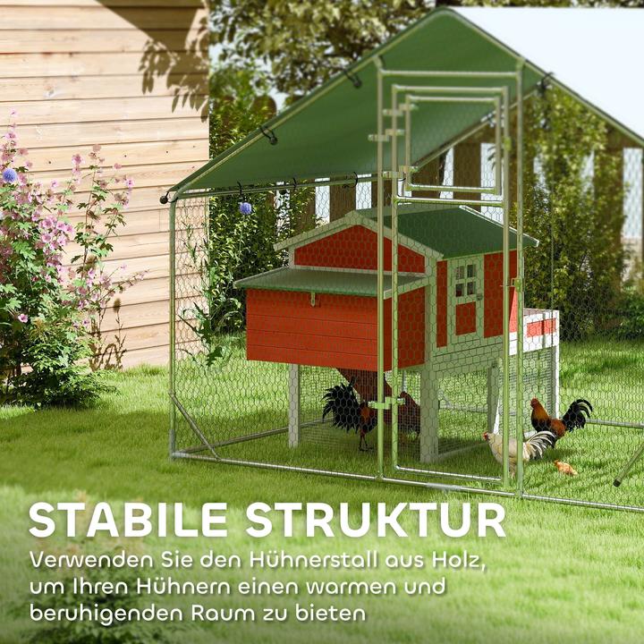 Produktbild PawHut Hühnerstall Verzinkte Stahlrohre, Stahlgitter Silber