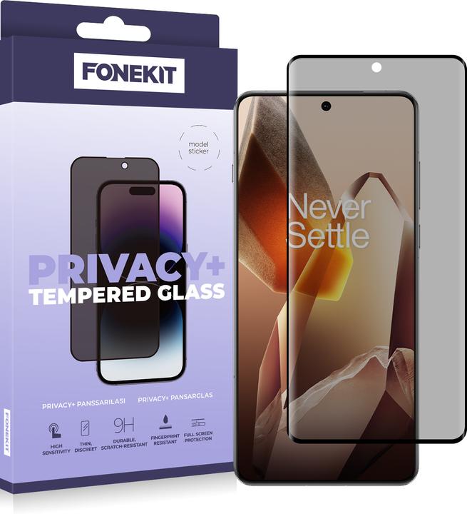 Produktbild FoneKit Privacy+ Full Cover Tempered Glass, OnePlus 13, black (1 Stück, OnePlus 13)