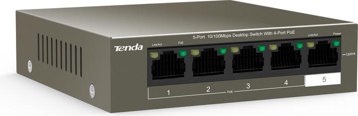 Actual product image Tenda 5-Port FE TEF1105-4-63W 58W (4x PoE) (5 Ports)