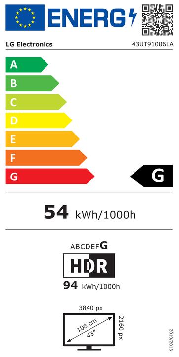 Energie-Label LG 43UT91006LA (43", UT91, LED, 4K, 2024)