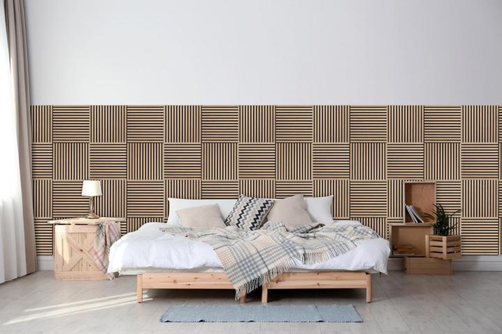 Produktbild 3 Stück Akustikpaneele quadratisch 58x58x2,1cm Holzfurnier Walnuss dunkel (3 Stk.)