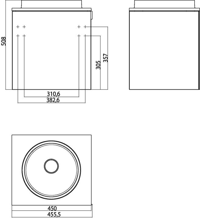 Produktbild Emco Evo 450 Gästewaschtisch, optic white, 450x450x508mm, 9582274 (500 mm, 500 mm)