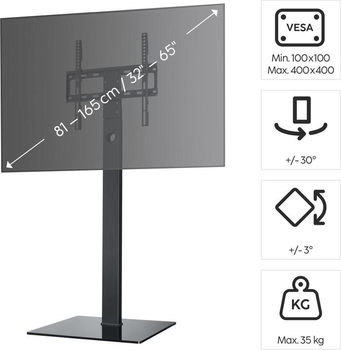 Immagine prodotto Hama Porta TV a libera installazione (Universale, 65", 35 kg)