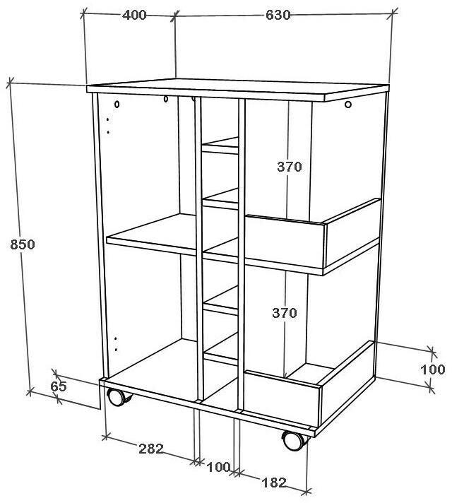 Actual product image VCM Küchenwagen Servierwagen Rollen Esilo M