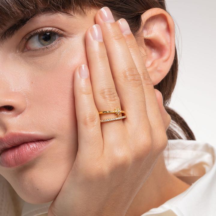 Produktbild Thomas Sabo Ring Stern Mit Steinen Gold (48, 925 Silber)