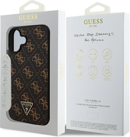 Immagine prodotto Guess GUHCP16MPG4GPK Custodia rigida per iPhone 16 Plus 6,7" in acciaio/nero Nuovo Triangolo 4G (Apple iPhone 16 Plus)