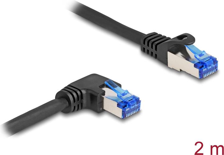 Immagine prodotto Delock Cavo di rete RJ45 Cat.6A S/FTP dritto / angolato a destra 2 m nero (S/FTP, CAT6a, 2 m)