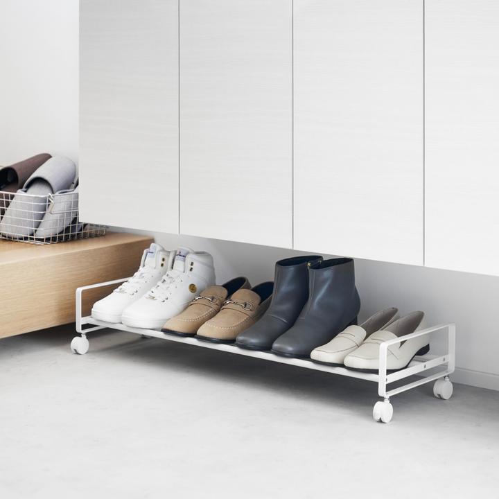 Actual product image Yamazaki TOWER shoe rack with castors