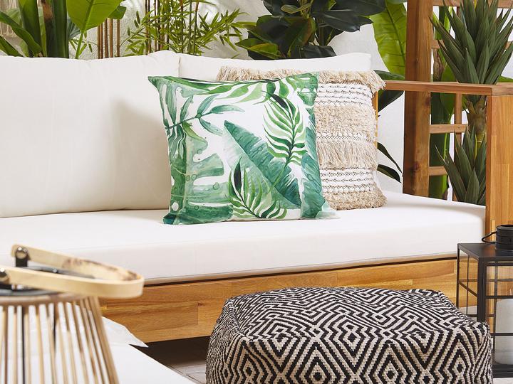 Actual product image Beliani Garden cushion green with leaf motif 45 x 45 cm Set of 2 PAVELLI (45 x 45 cm)