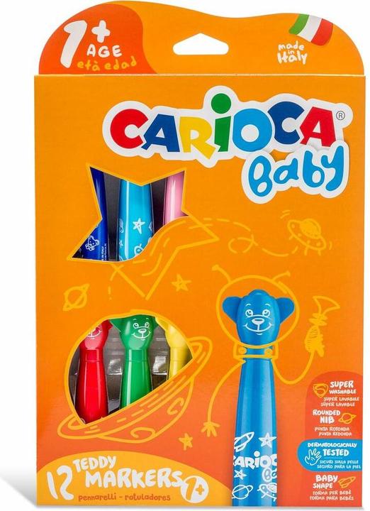 Actual product image Carioca 12 Baby Teddy Markers in a Cardboard Bag (Colored, 12 x)