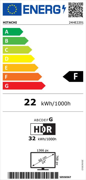 Energie-Label Hitachi 24HE2201 (Mobil) HDR (24", LED, WXGA)