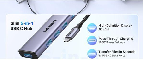 Immagine prodotto Ugreen USB-C Hub (USB-C, 5 Porti)