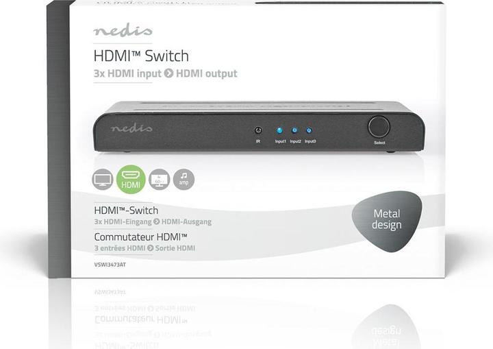 Actual product image Nedis N VSWI3473AT - HDMI switch 3 -> 14K2K at 60 fps/HDCP2.2